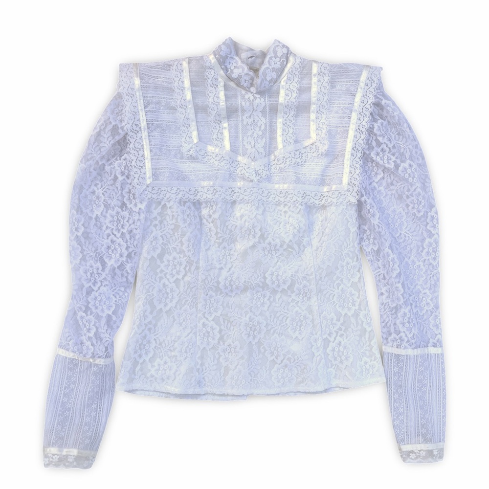 Gunne Sax White Lace Victorian Blouse - Picture 8 of 9